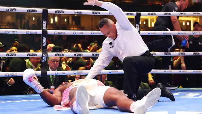 Ngannou was out like a light. (Photo by Richard Pelham/Getty Images)