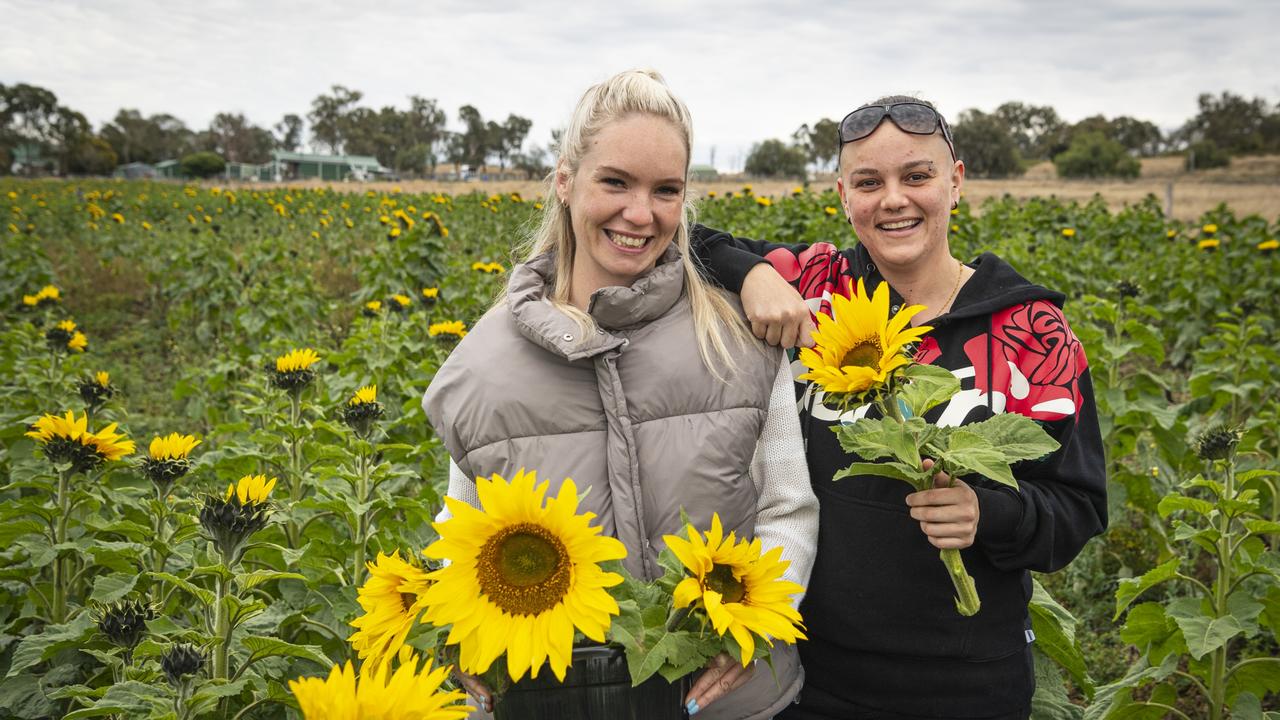 Georgia Cameron (left) and Bec Hutchings at Warraba Sunflowers, Saturday, June 22, 2024. Picture: Kevin Farmer