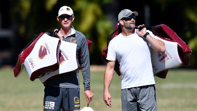 Wayne Bennett hopes Peter Ryan (right) can inspire his players. (AAP Image/Darren England)