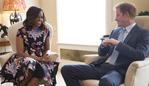 LONDON, ENGLAND - JUNE 16: In this handout photo provided by The White House, US First Lady Michelle Obama meets Prince Harry at Kensington Palace on June 16, 2015 in London, England. The US First Lady is travelling with her daughters, Malia and Sasha and her mother, Mrs. Marian Robinson, to continue a global tour promoting her 'Let Girls Learn Initiative'. The event at the school was to discuss how the UK and USA are working together to expand girl's education around the world. (Photo by Amanda Lucidon/The White House via Getty Images)