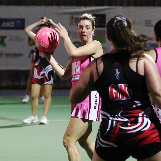 Emma Lardner was lightning quick for the Leps in the Cairns Netball Association Senior Division 1 match between the Leprechauns and Saints. PICTURE: BRENDAN RADKE