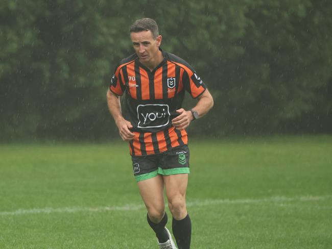 Referee Gerard Sutton helped the Blues with their drills. Picture: Rohan Kelly