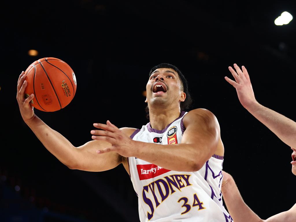 Keli Leaupepe of the Kings shoots during the round three NBL match between Brisbane Bullets and Sydney at Brisbane Entertainment Centre. Photo: Chris Hyde/Getty Images.