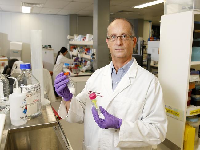 Griffith University’s Professor Bernd Rehm currently has three COVID-19 vaccine candidates being trialled on hamsters in the US. Picture: AAP