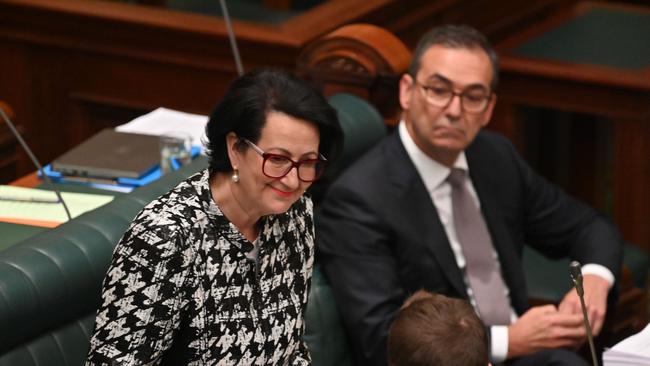 Deputy Premier Vickie Chapman with Premier Steven Marshall in parliament last week. Picture: Keryn Stevens