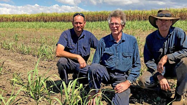 STAYING POSITIVE: Mackay region farmer Alastair Farquhar with his two sons, Brian and Alan.