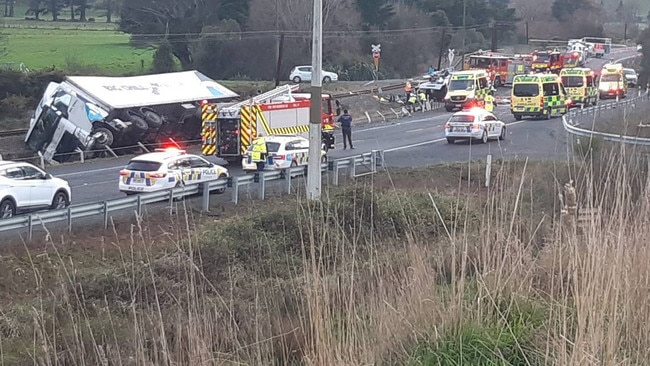 The crash scene on State Highway 1 near Picton. Picture: Trish Rawlings