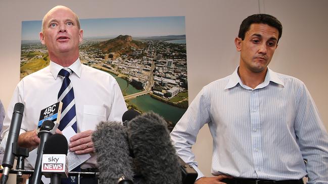 Former Queensland premier Campbell Newman and David Crisafulli in 2015. Picture: Jack Tran