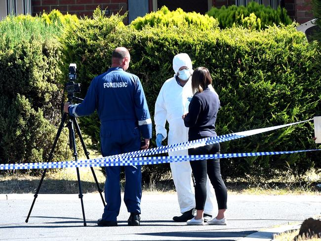 Forensic officers in Meadow Heights. Picture: Nicole Garmston