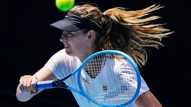 Maria Sharapova training ahead of the Australian Open. Picture: AAP Images