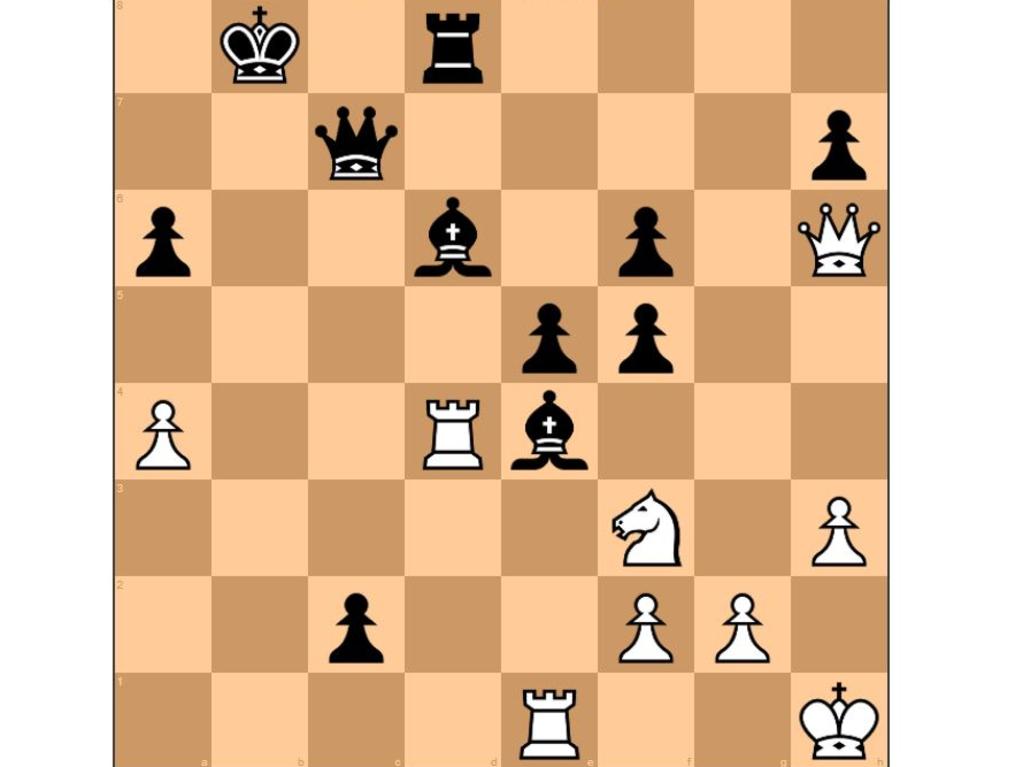 Chinese chess grandmaster Ding Liren resigned after black’s move 29.e5. Picture: Supplied