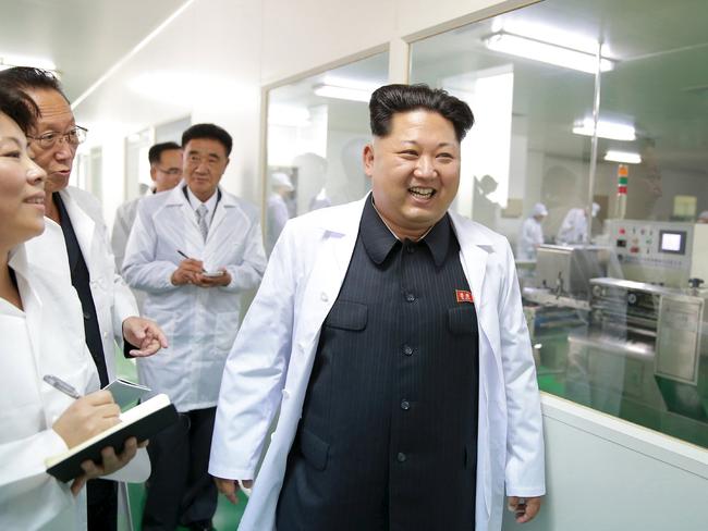 North Korean leader Kim Jong Un loves a caramel latte, we assume. Picture: KCNA