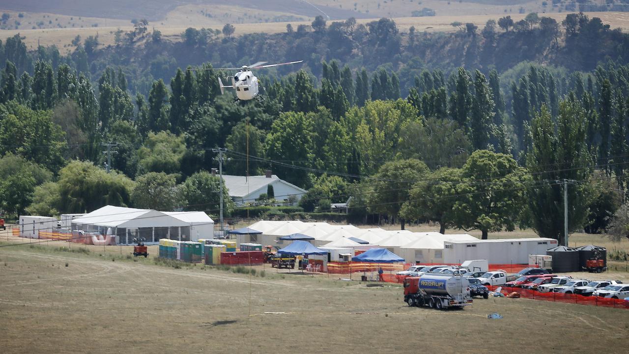 The Fenton Forest fire camp and air base set up at Glenora. Picture: MATHEW FARRELL