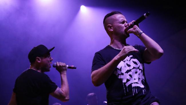 Aussie hip hop legends Hilltop Hoods played Falls Festival multiple times. Picture: Nicole Cleary