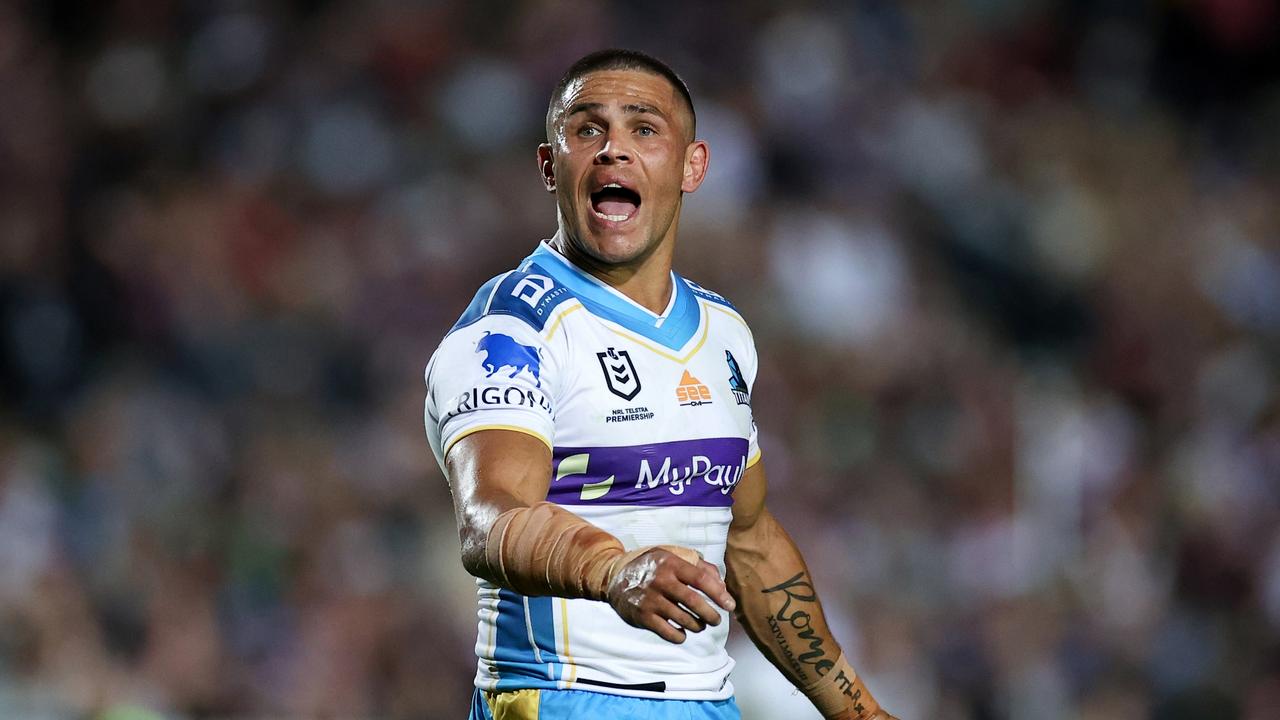 SYDNEY, AUSTRALIA - APRIL 16: Will Smith of the Titans reacts during the round six NRL match between the Manly Sea Eagles and the Gold Coast Titans at 4 Pines Park, on April 16, 2022, in Sydney, Australia. (Photo by Cameron Spencer/Getty Images)