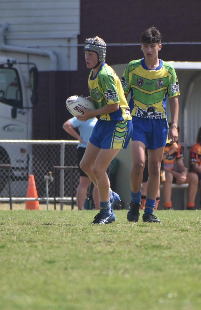 Kooper Shears in the Wests Tigers and Wanderers under-14s rugby league final in Mackay, August 28, 2021. Picture: Matthew Forrest