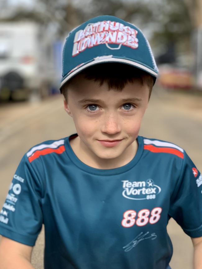 Race fan Jake Griggs, 9. Picture: Richard Dobson iphone image