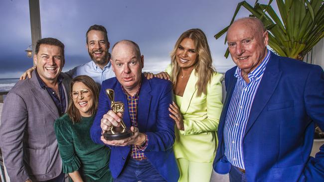 Gold Logie nominees Karl Stefanovic, Julia Morris, Hamish Blake, Tom Gleeson, Sonia Kruger and Ray Meagher. Picture: Nigel Hallett