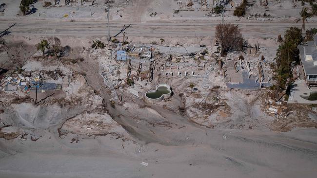 An aerial picture shows destroyed houses in the aftermath of Hurricane Ian in Fort Myers Beach, Florida. Picture: AFP