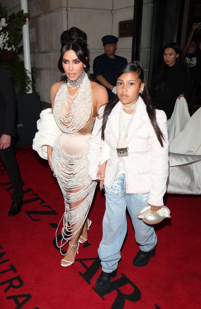 Kim Kardashian steps out with her daughter North West. Picture: GC Images