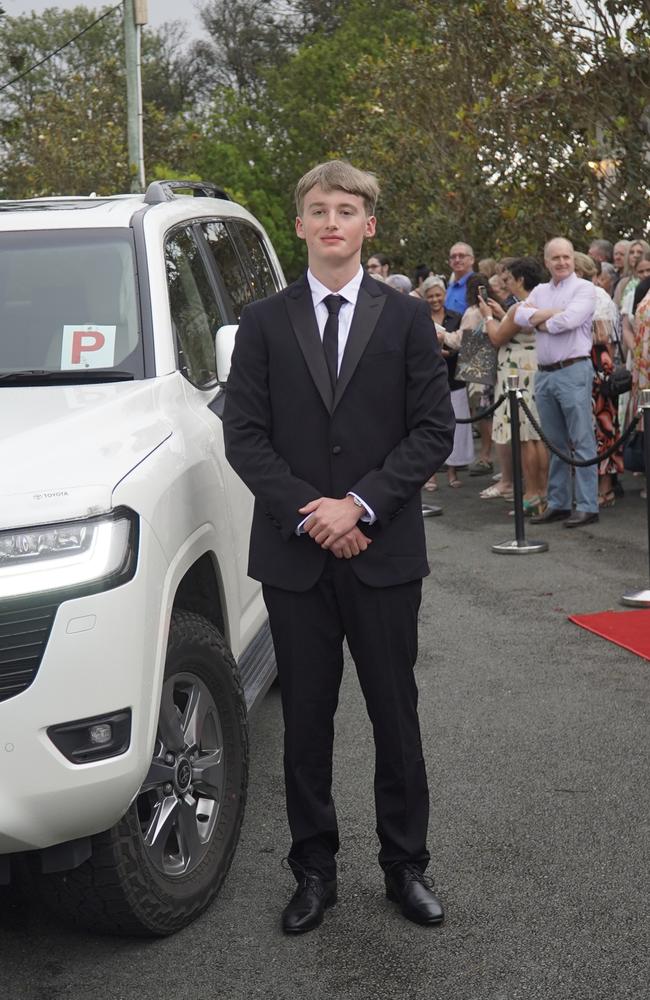 Students arriving in style for the 2024 Glasshouse Christian College formal at Flaxton Gardens.