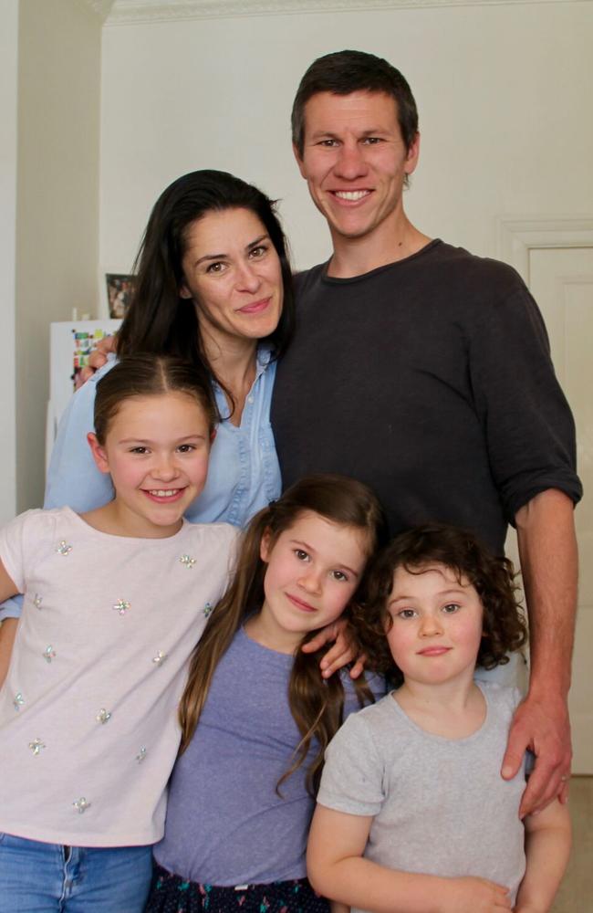 Claudia and Mathew Bowman with their three children (from left) Clementine (8), Scout (7) and Sunday (5) Picture: Supplied