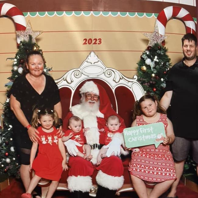 The Jensen family with Santa: Caneland Central 2023 - Mackay. Sent in by Tara Leigh Jensen.