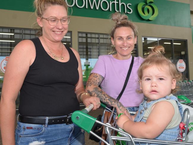 Locals: Candice Weston with young daughter Ella-Lacey McDonald and friend Wendy Adamson.