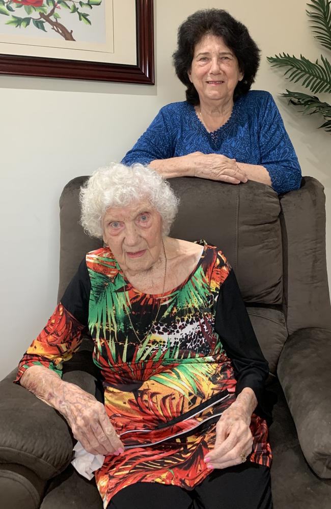 Sarah Patricia Blackburn and daughter Nadine Tsangaris will celebrate the almost-centenarian’s birthday on February 1st. Picture: Sierra Haigh