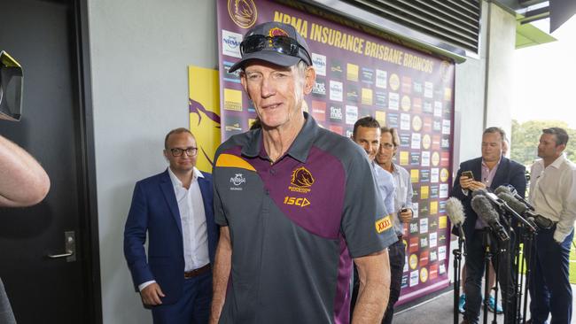 Former Brisbane Broncos coach Wayne Bennett during the will-he-go won’t-he-go debacle in November last year. Picture: Glenn Hunt