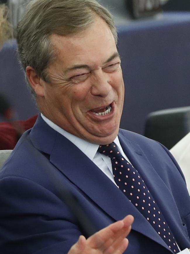 Brexit Party leader Nigel Farage interviewed Donald Trump on his radio show. Picture: AP.