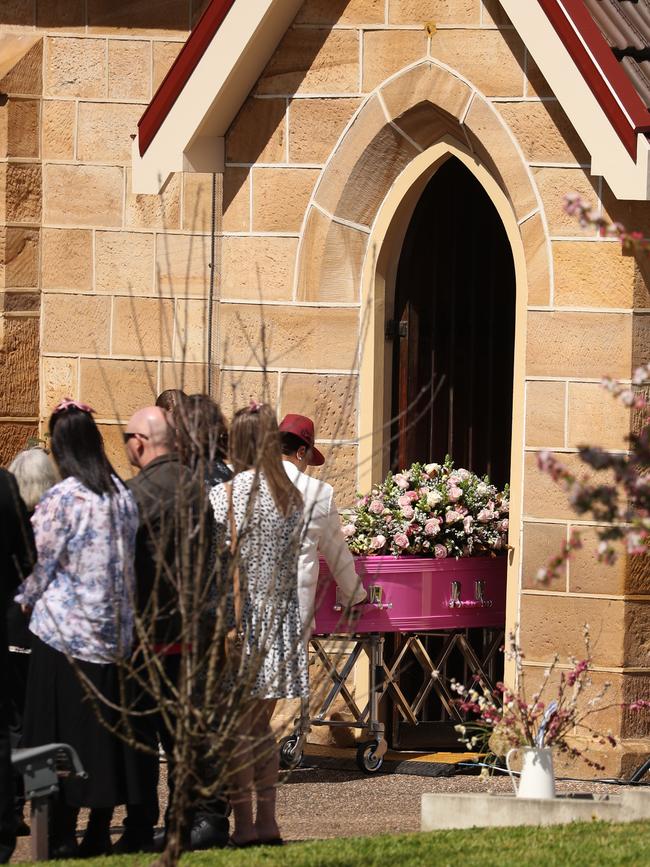 Friends and family of teen Summer Williams gather at the St Marks Anglican Church in Picton. Picture: John Grainger