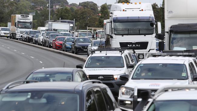 The City West Link at Haberfield is gridlocked heading into the city. Picture: Rohan Kelly