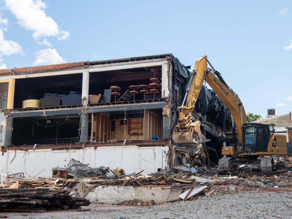 The demolition of the former The Arena and Roxy nightclub on Brunswick St in March 2022, Fortitude Valley. Picture: Brad Fleet