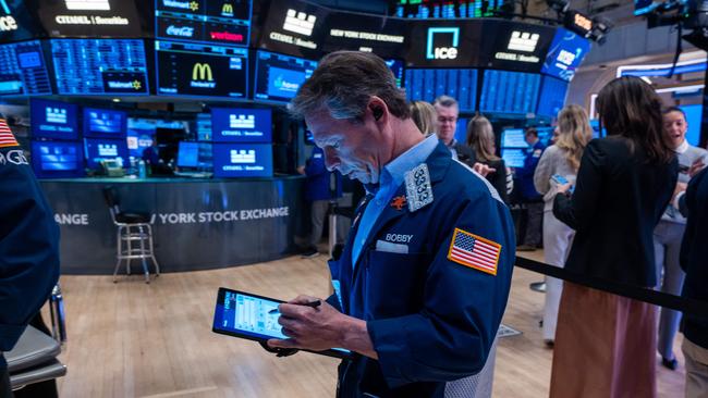 Traders work on the New York Stock Exchange (NYSE) floor in New York City. Picture: Getty Images via AFP