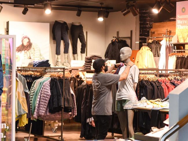 SYDNEY, AUSTRALIA - NewsWire Photos , October 10, 2021: Team members at Kathmandu prepare the shop ahead of reopening in Bondi Junction.  Picture: NCA NewsWire / Flavio Brancaleone