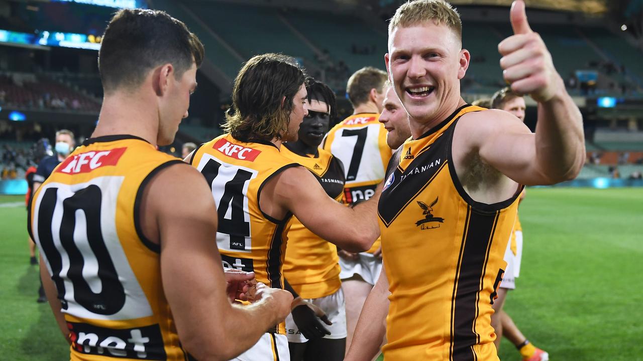 James Sicily thanks Hawks fans after winning their round 2 contest on the road.