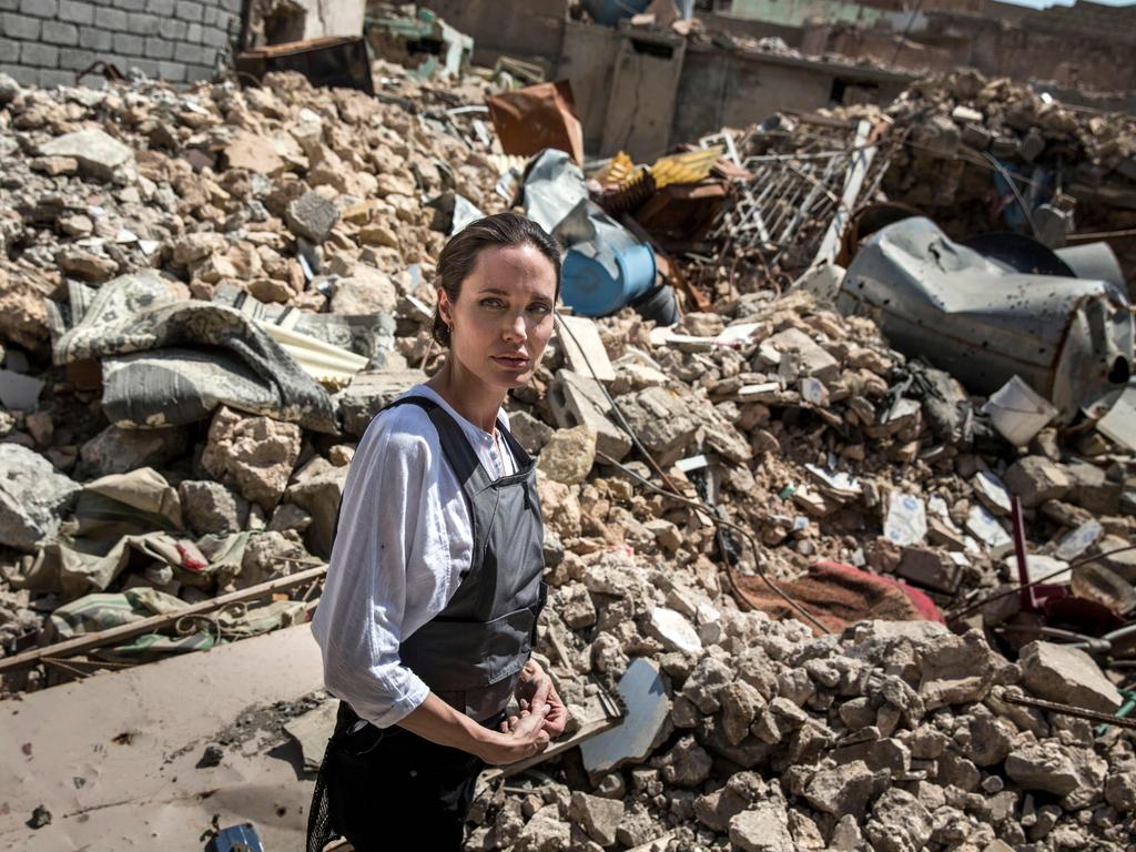 Special Envoy Angelina Jolie visiting the Old City in western Mosul during a visit to Iraq, on June 16, 2018. She is now considering a future political career. Picture: AFP Photo