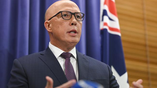 Opposition Leader Peter Dutton now has a standout policy difference on the Voice referendum. Picture: NCA NewsWire / Martin Ollman