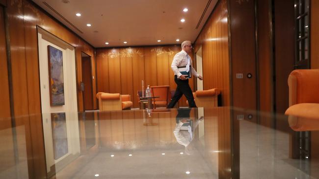 Scott Morrison on his way to a National Cabinet meeting at Parliament House. Picture: Adam Taylor/PMO