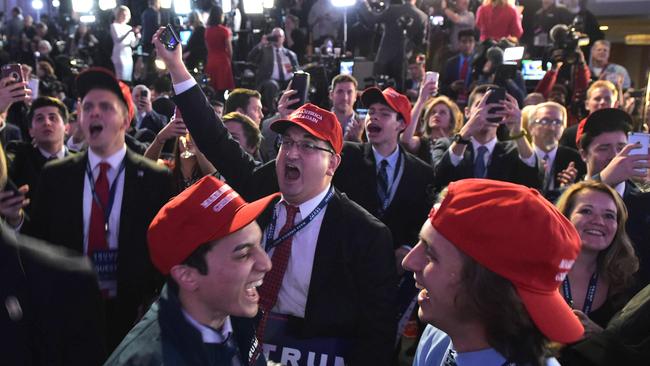 At 10.53pm on November 8, 2016, the Trump presidency began. Picture: AFP