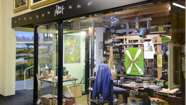 Pro Hart's studio space at the Pro Hart Gallery in Broken Hill. Picture: Destination NSW