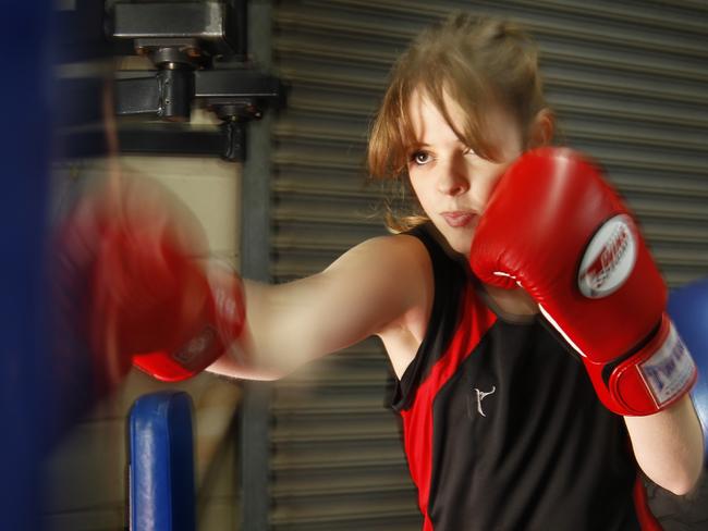 Tegan Higginbotham in the boxing gym.