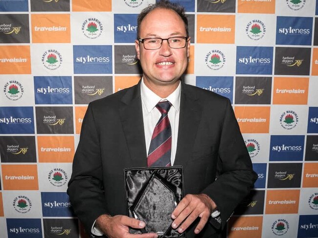 Michael 'Juice' Shepheard, the first grade manager at the Manly Warringah District Cricket Club, pictured here at the presentation night in 2021 where he was made a Life Member of the club. Picture: MWDCC