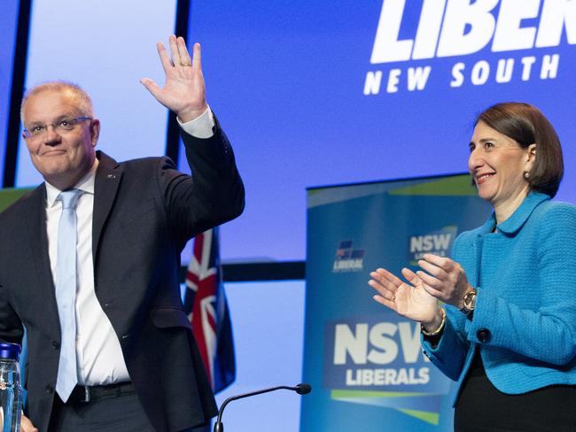 Scott Morrison and NSW Premier Gladys Berejiklian at the conference.