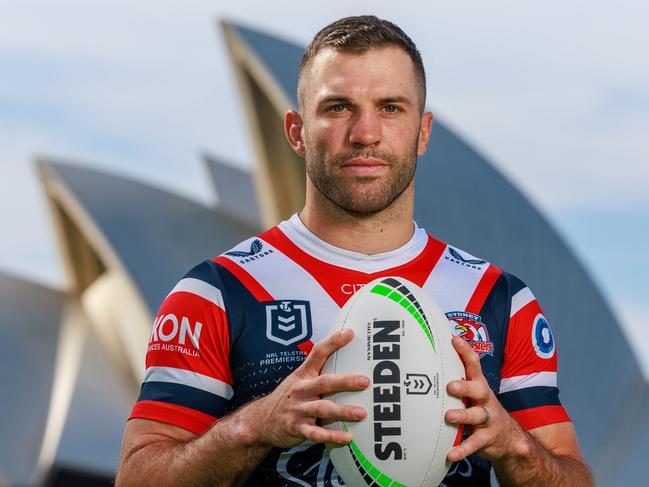 **EMBARGO DON'T USE CONTACT NICOLA AMOROS***Daily Telegraph. 09, September, 2024.Sydney Roosters, James Tedesco, at the NRL Finals Launch, at Hickson Road Reserve, today.Picture: Justin Lloyd.