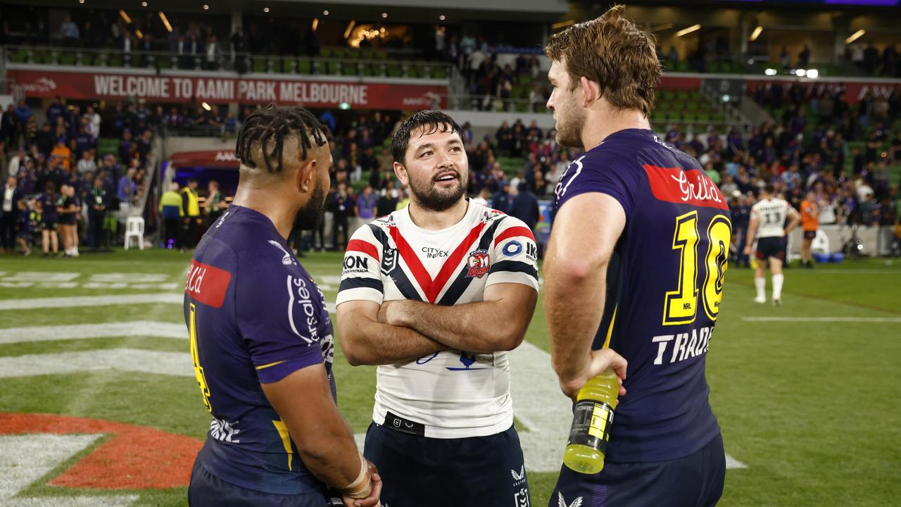 Smith (centre) has been in trouble previously for comments on a podcast. (Photo by Daniel Pockett/Getty Images)