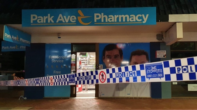 Park Avenue Pharmacy after a suspected robbery on Wednesday, August 5. Photo: Kyle Hands Media.