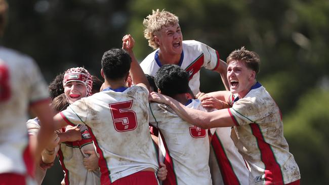 Monaro players celebrate their victory. Picture: Sue Graham