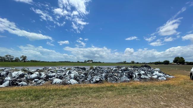 Picture of a plastic waste mound on a farm. Picture: Bowen Gumlu Growers Association